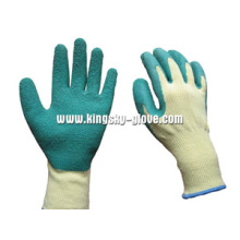 10g Полиэфирный вкладыш Грубая отделка Зеленые латексные рабочие перчатки
